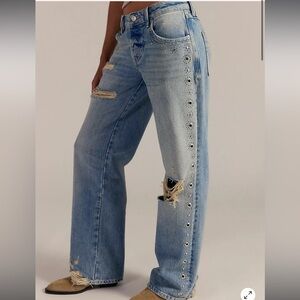 NWT Free People Tennessee Low-Rise Boyfriend Studded Jeans size 26
